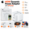 40W Dynamic Fast Charging Power Adapter – 60W Max, 3-Port Wall Charger for iPhone, Samsung & Android Devices