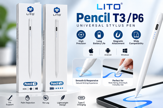 LITO Pencil T3 / P6 Universal Stylus Pen – Rechargeable Digital Pencil for iOS, Android & Windows