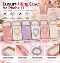 Luxury Bling Diamond Case for iPhone 17 – Glitter Rhinestone Protective Cover with Heart Design & Ring Holder | Multiple Colors