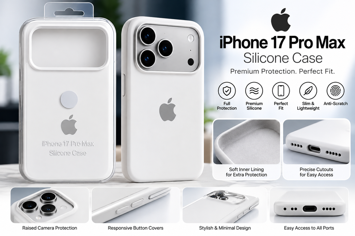iPhone 17 Pro Max Premium Silicone Case – Soft Touch, Shockproof Protection & Slim Fit | White