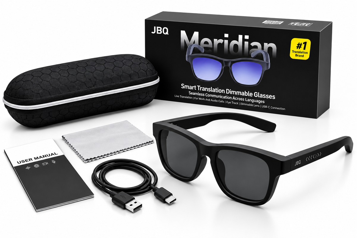 Meridian Smart Translation Glasses – Real-Time Language Translator, Audio & Dimmable Smart Eyewear